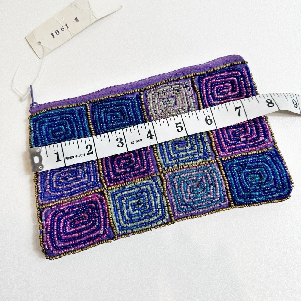 South Coast Handmade Boho Beaded Zippered Flat Pouch Bag Case FLAW - Picture 14 of 15